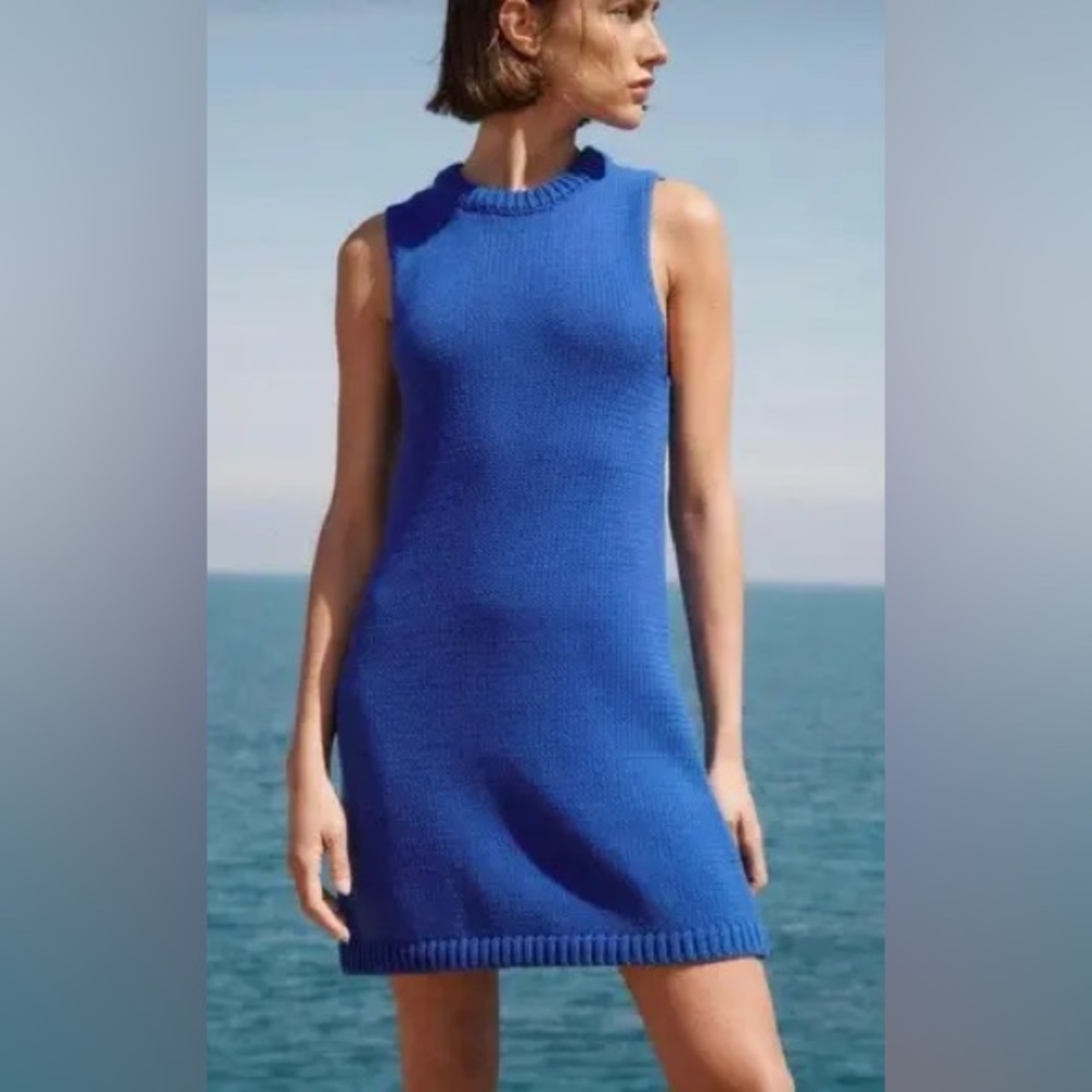 ZARA blue  Sleeveless Mini Sweater Dress